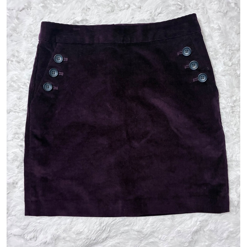 Banana Republic Purple Corduroy Mini Skirt Sailor Button Plum Womens 2 Y2K Vibes